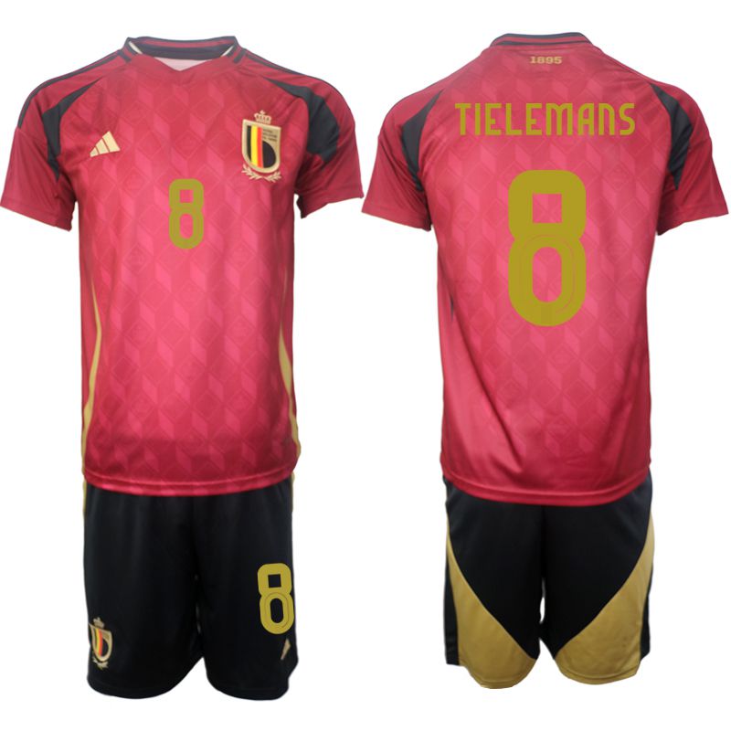 Men 2024-2025 Season Belgium home red #8 Soccer Jersey-0